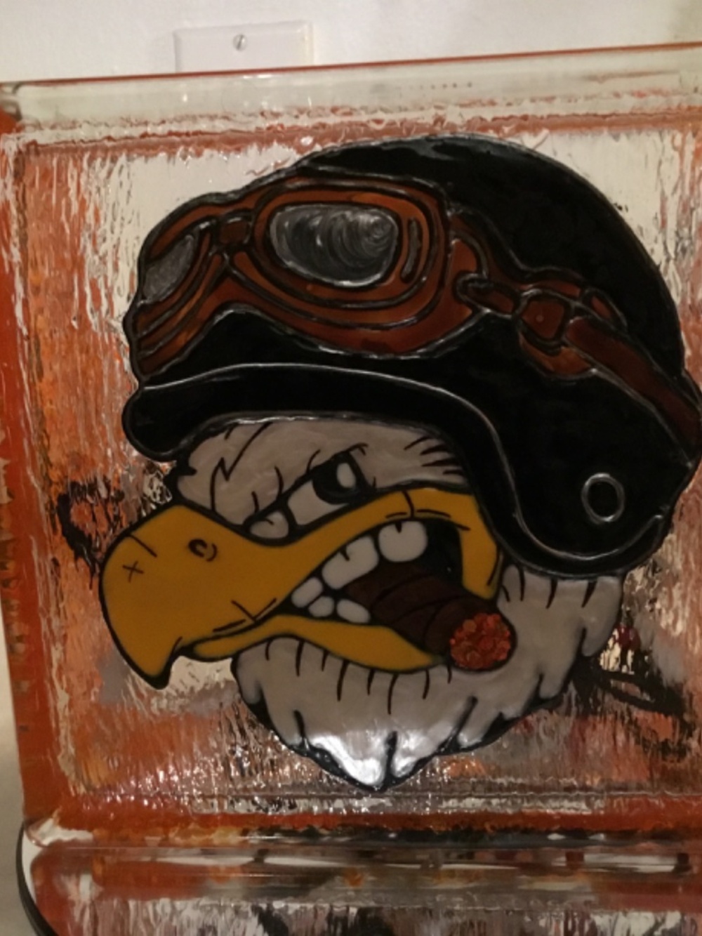 New Hand Painted Eagle Glass Light - Picture 5 of 6